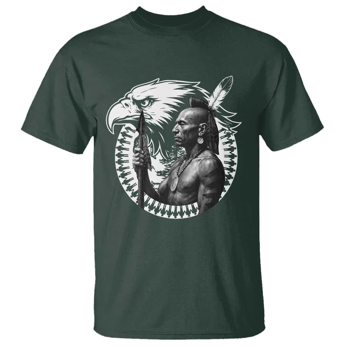 Mohawk Warrior Tribe T Shirt Native American Haudenosaunee Pride Vintage Eagle TS11 Dark Forest Green Print Your Wear