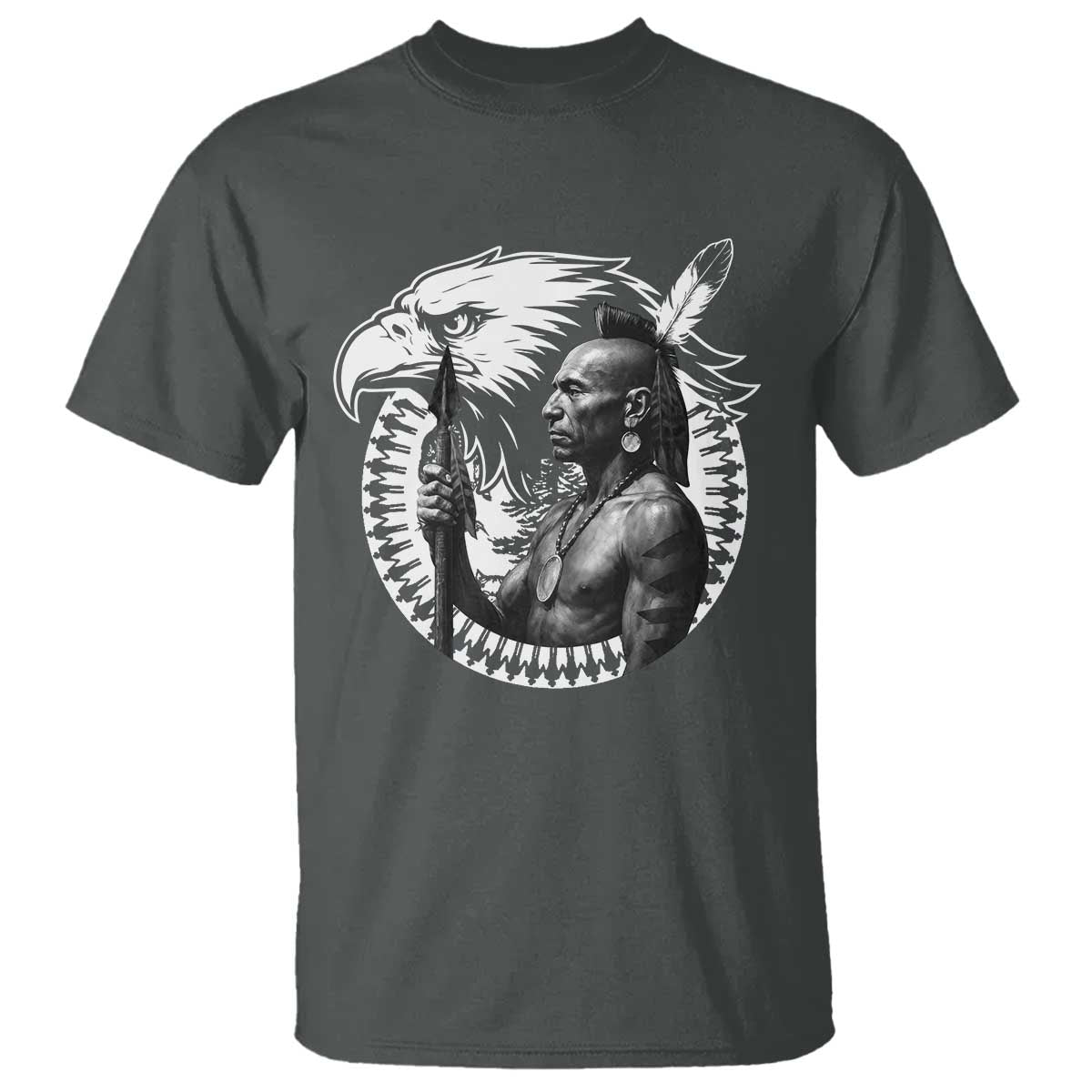 Mohawk Warrior Tribe T Shirt Native American Haudenosaunee Pride Vintage Eagle TS11 Dark Heather Print Your Wear