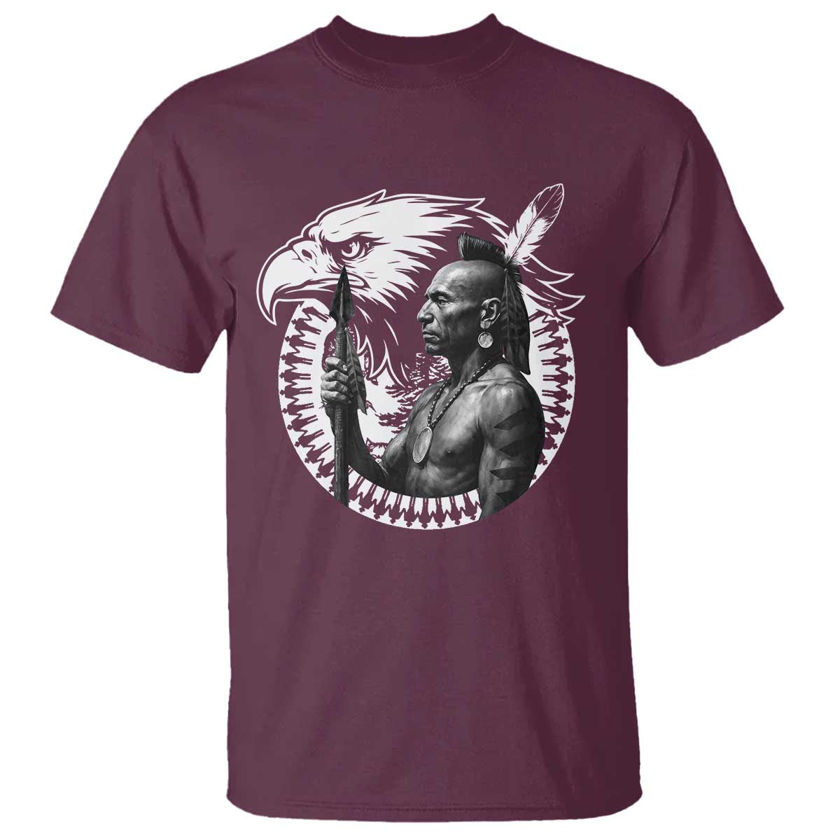 Mohawk Warrior Tribe T Shirt Native American Haudenosaunee Pride Vintage Eagle TS11 Maroon Print Your Wear