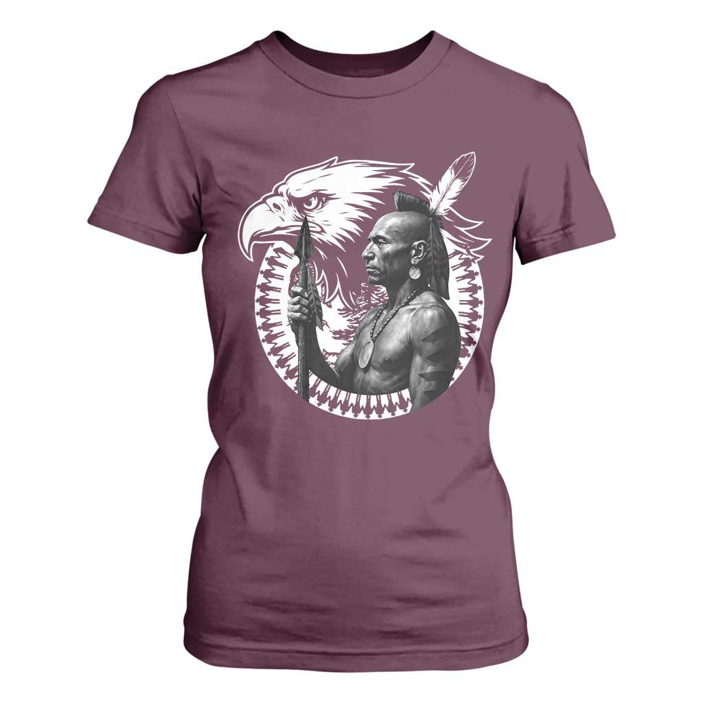 Mohawk Warrior Tribe T Shirt For Women Native American Haudenosaunee Pride Vintage Eagle TS11 Maroon Print Your Wear