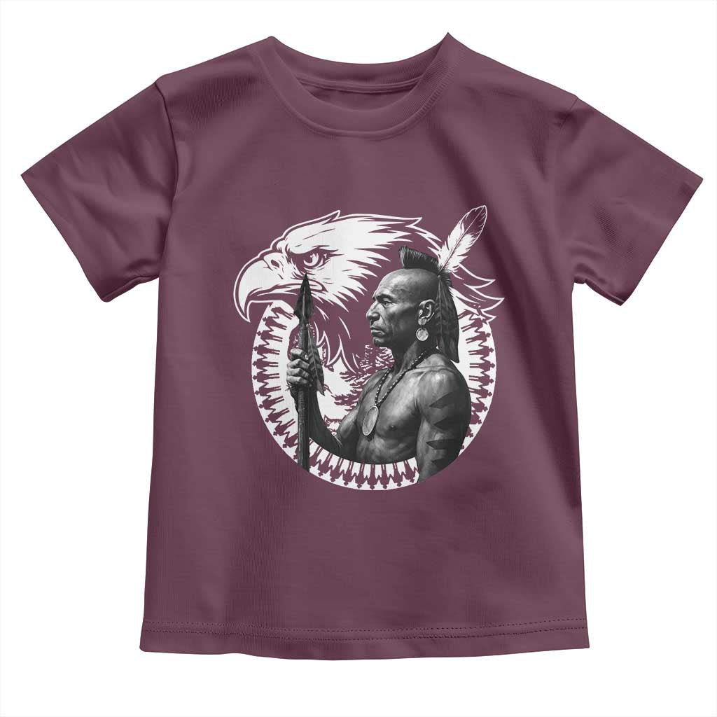 Mohawk Warrior Tribe Toddler T Shirt Native American Haudenosaunee Pride Vintage Eagle TS11 Maroon Print Your Wear
