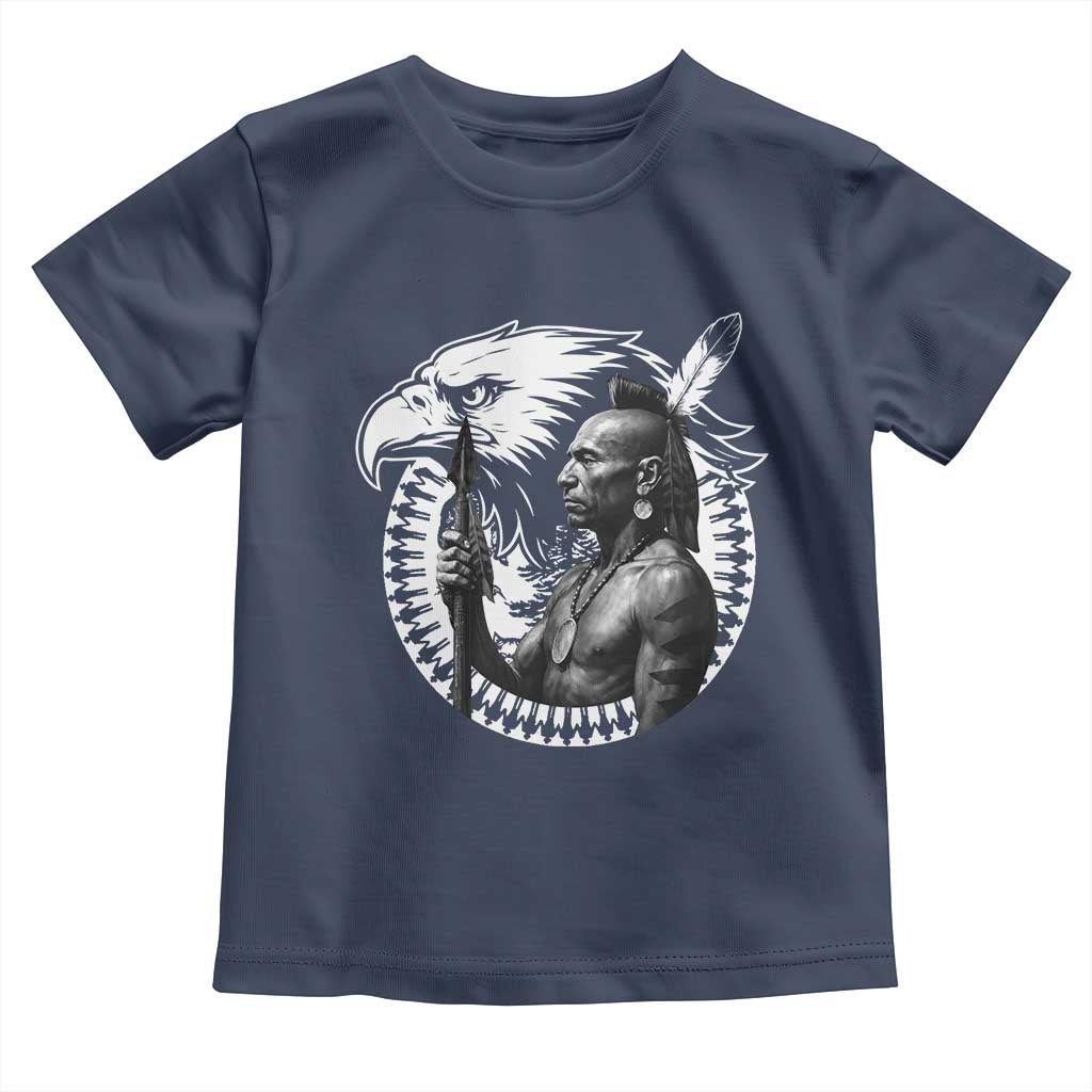 Mohawk Warrior Tribe Toddler T Shirt Native American Haudenosaunee Pride Vintage Eagle TS11 Navy Print Your Wear