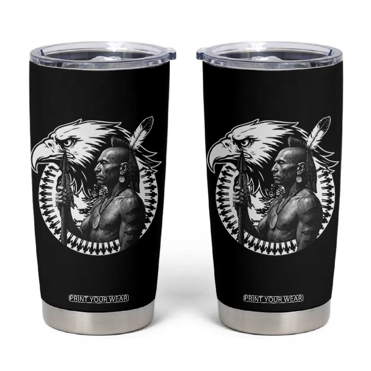 Mohawk Warrior Tribe Tumbler Cup Native American Haudenosaunee Pride Vintage Eagle TS11 Black Print Your Wear