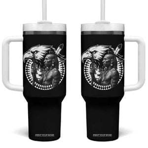 Mohawk Warrior Tribe Tumbler With Handle Native American Haudenosaunee Pride Vintage Eagle TS11 One Size: 40 oz Black Print Your Wear