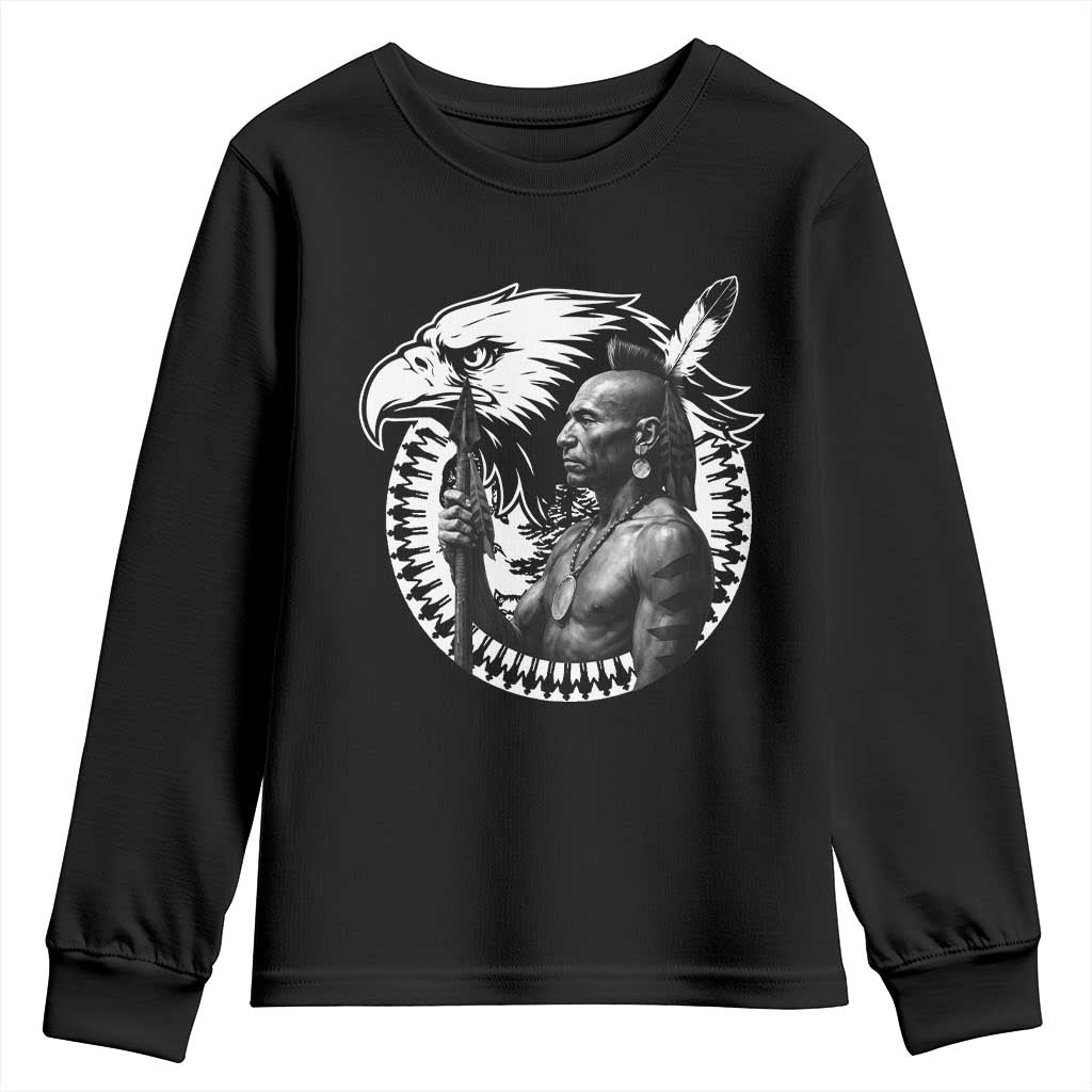 Mohawk Warrior Tribe Youth Sweatshirt Native American Haudenosaunee Pride Vintage Eagle TS11 Black Print Your Wear