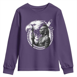 Mohawk Warrior Tribe Youth Sweatshirt Native American Haudenosaunee Pride Vintage Eagle TS11 Purple Print Your Wear