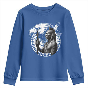 Mohawk Warrior Tribe Youth Sweatshirt Native American Haudenosaunee Pride Vintage Eagle TS11 Royal Blue Print Your Wear