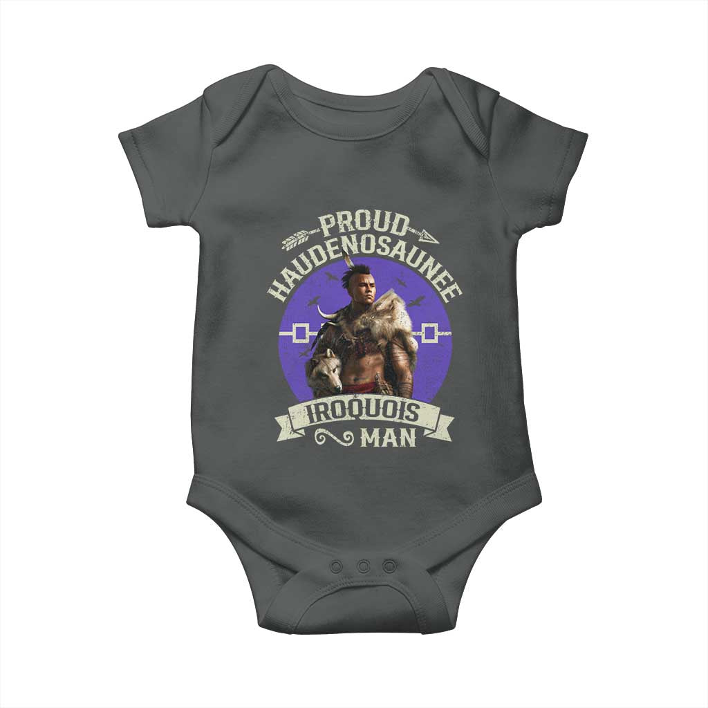 Proud Haudenosaunee Iroquois Man Baby Onesie Mohawk Tribe Native American TS11 Dark Heather Print Your Wear