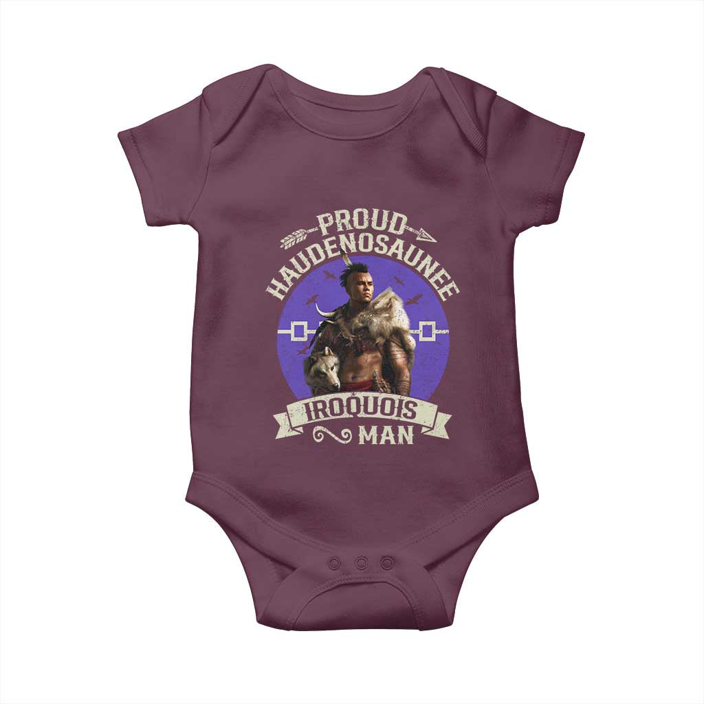 Proud Haudenosaunee Iroquois Man Baby Onesie Mohawk Tribe Native American TS11 Maroon Print Your Wear
