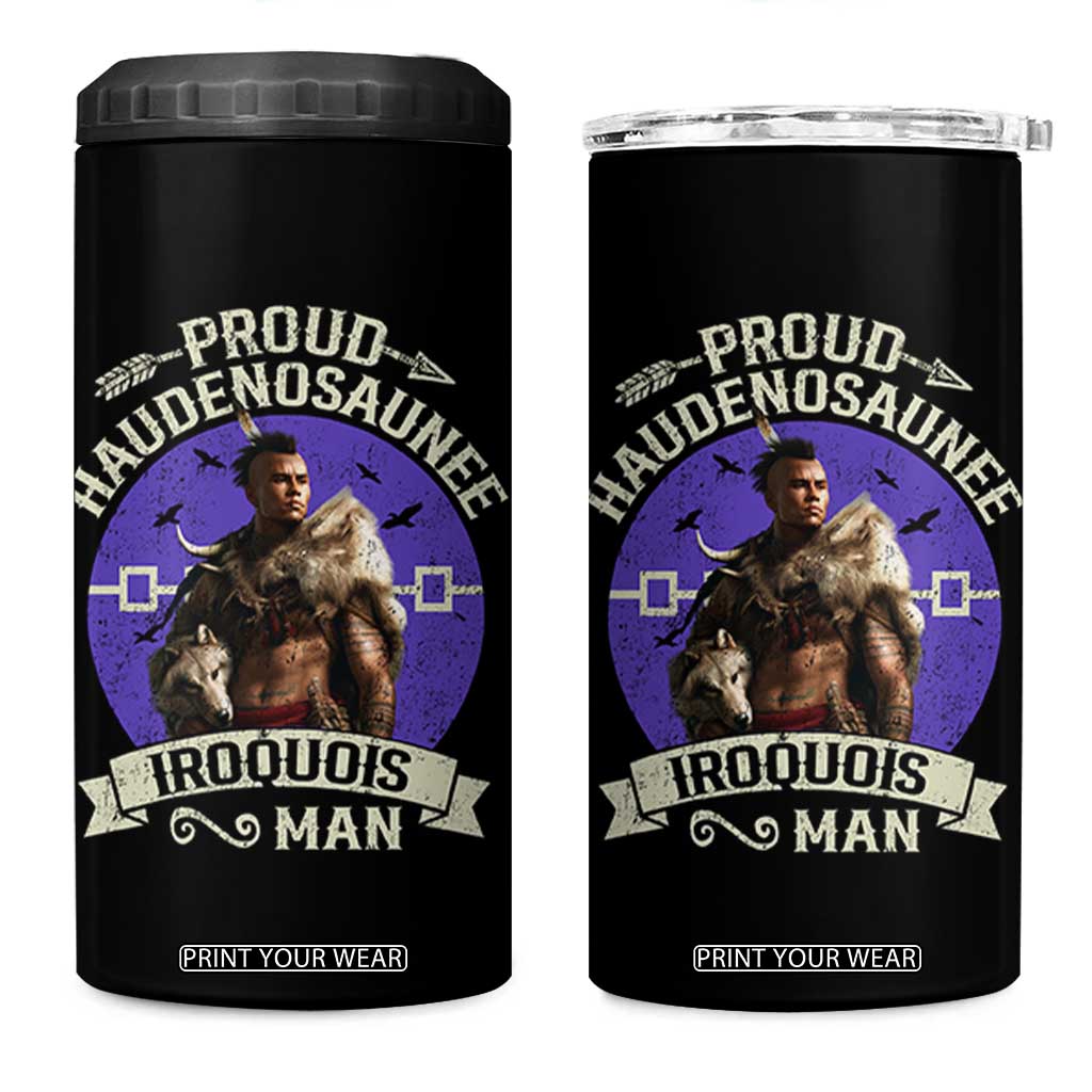Proud Haudenosaunee Iroquois Man 4 in 1 Can Cooler Tumbler Mohawk Tribe Native American TS11 One Size: 16 oz Black Print Your Wear