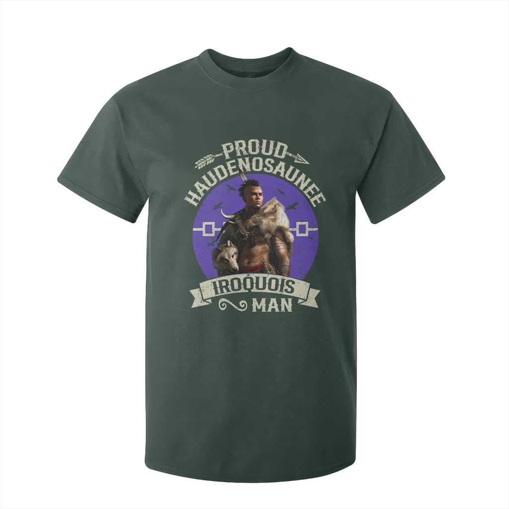 Proud Haudenosaunee Iroquois Man T Shirt For Kid Mohawk Tribe Native American TS11 Dark Forest Green Print Your Wear