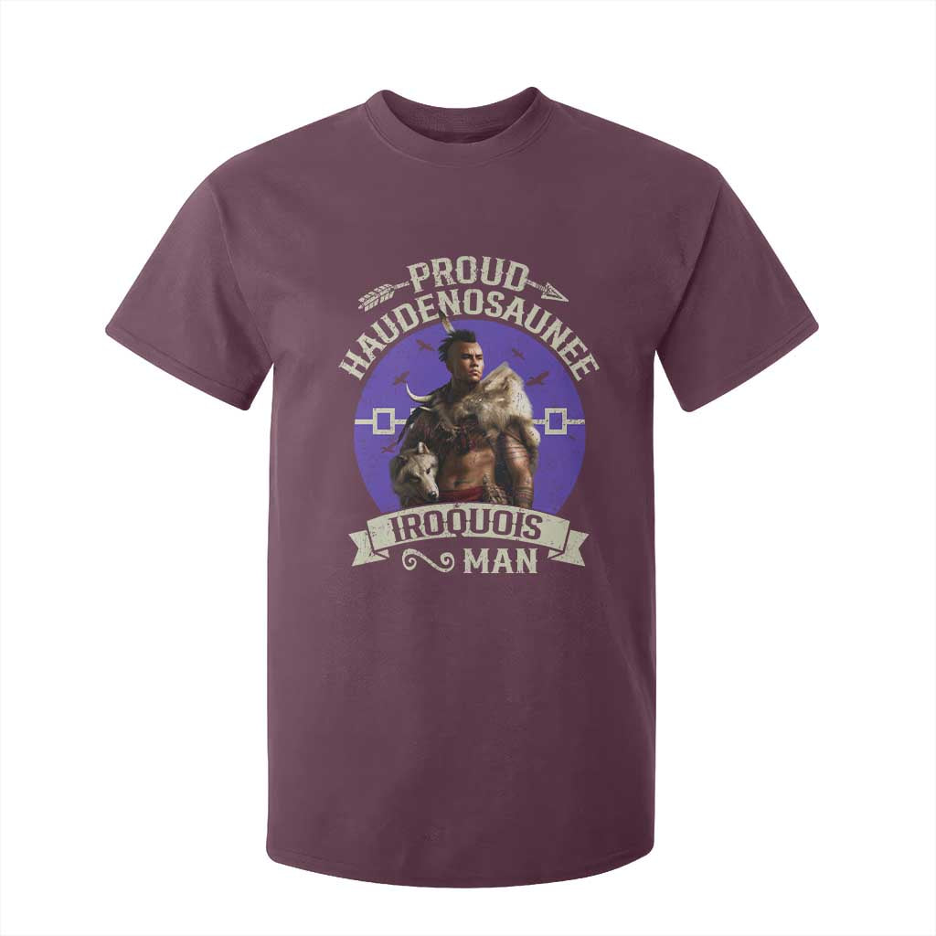 Proud Haudenosaunee Iroquois Man T Shirt For Kid Mohawk Tribe Native American TS11 Maroon Print Your Wear