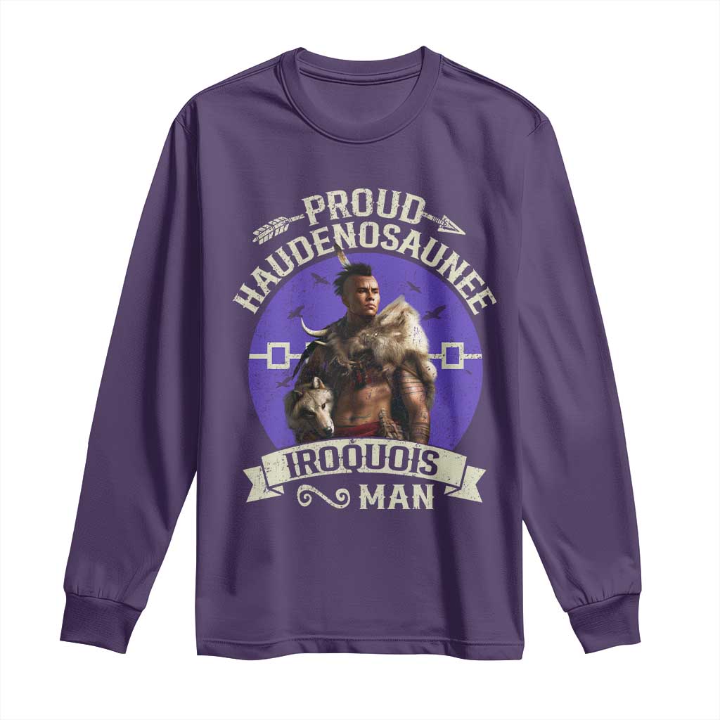 Proud Haudenosaunee Iroquois Man Long Sleeve Shirt Mohawk Tribe Native American TS11 Purple Print Your Wear