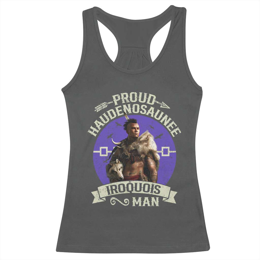 Proud Haudenosaunee Iroquois Man Racerback Tank Top Mohawk Tribe Native American TS11 Dark Heather Print Your Wear