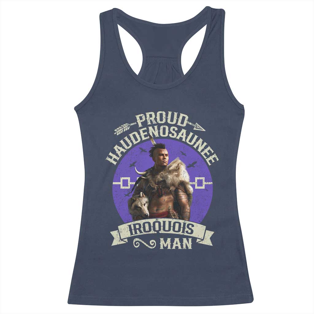 Proud Haudenosaunee Iroquois Man Racerback Tank Top Mohawk Tribe Native American TS11 Navy Print Your Wear