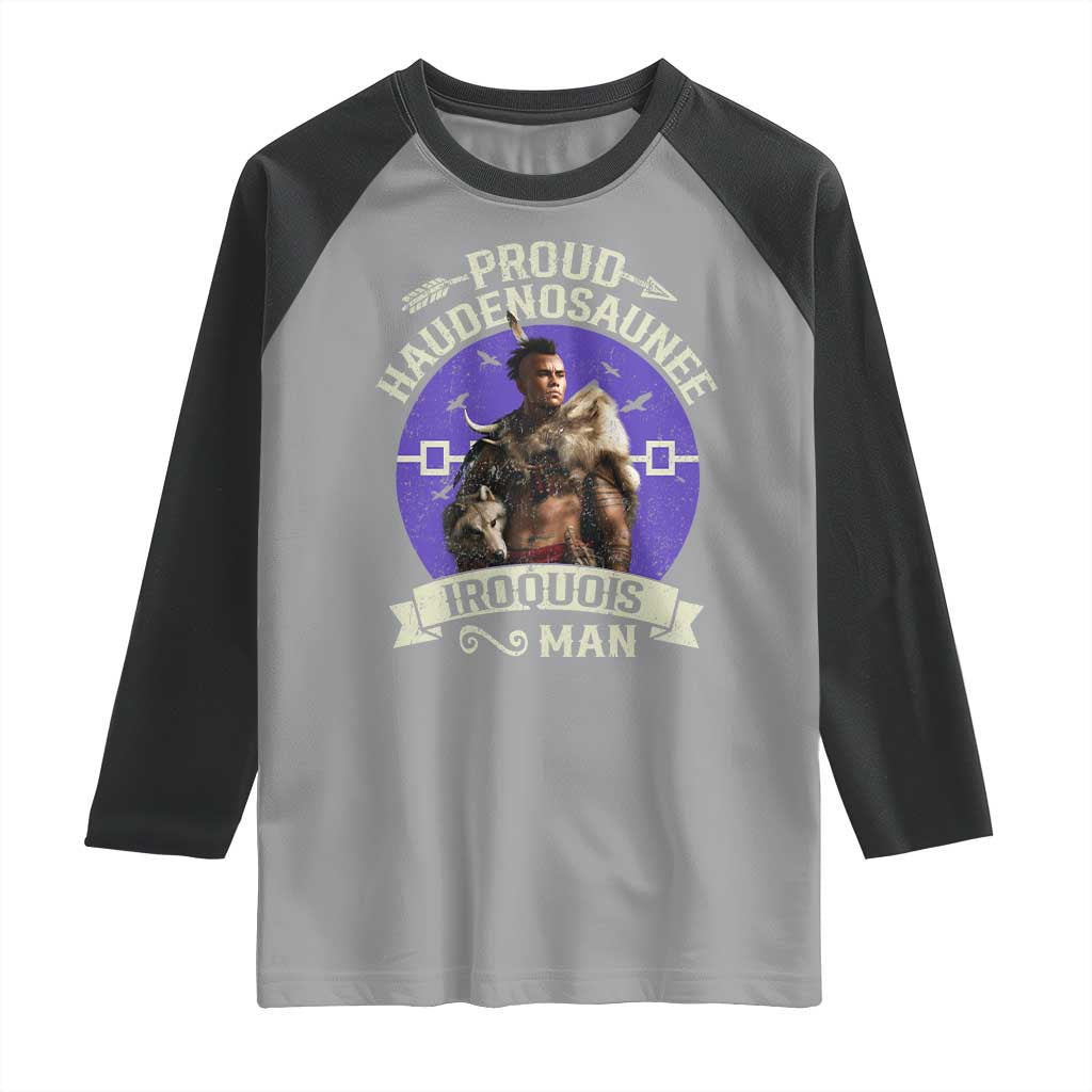 Proud Haudenosaunee Iroquois Man Raglan Shirt Mohawk Tribe Native American TS11 Sport Gray Black Print Your Wear
