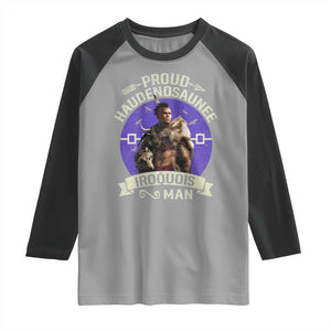 Proud Haudenosaunee Iroquois Man Raglan Shirt Mohawk Tribe Native American TS11 Sport Gray Black Print Your Wear