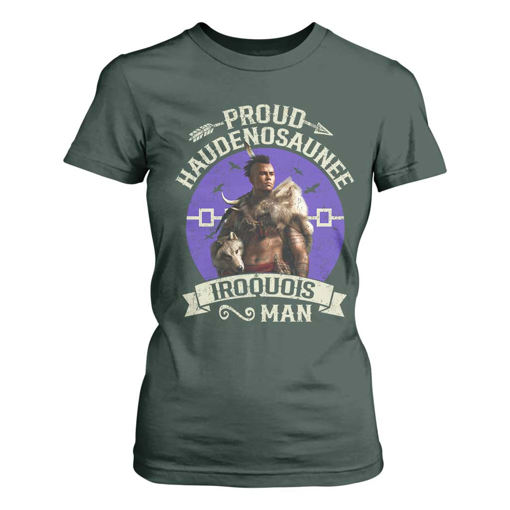 Proud Haudenosaunee Iroquois Man T Shirt For Women Mohawk Tribe Native American TS11 Dark Forest Green Print Your Wear