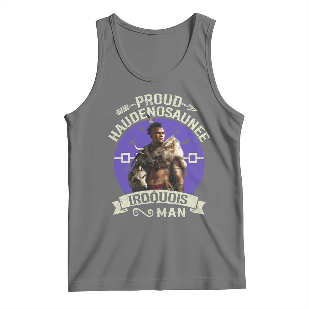 Proud Haudenosaunee Iroquois Man Tank Top Mohawk Tribe Native American TS11 Black Heather Print Your Wear