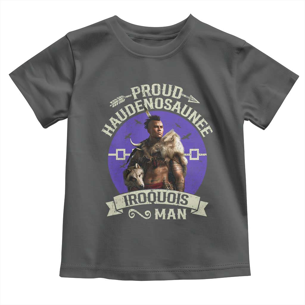 Proud Haudenosaunee Iroquois Man Toddler T Shirt Mohawk Tribe Native American TS11 Dark Heather Print Your Wear