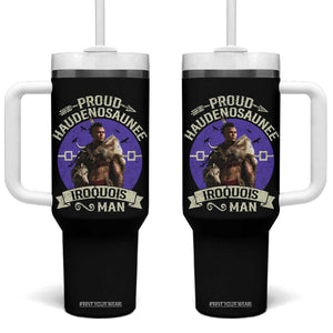 Proud Haudenosaunee Iroquois Man Tumbler With Handle Mohawk Tribe Native American TS11 One Size: 40 oz Black Print Your Wear
