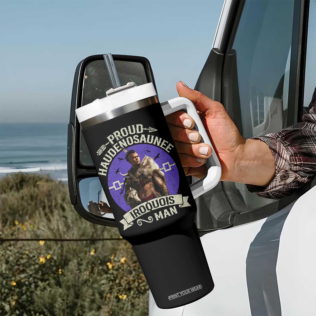 Proud Haudenosaunee Iroquois Man Tumbler With Handle Mohawk Tribe Native American TS11 Print Your Wear
