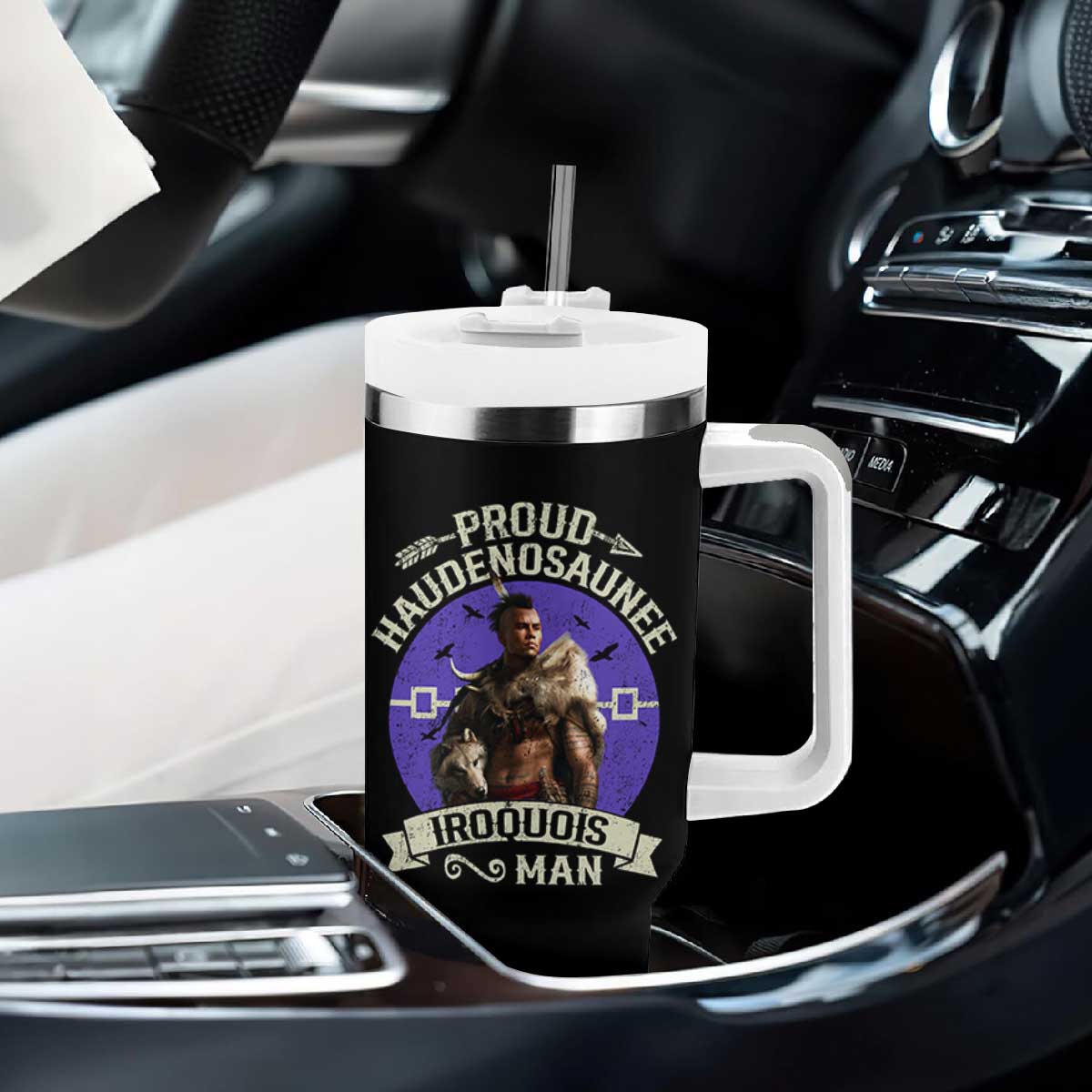 Proud Haudenosaunee Iroquois Man Tumbler With Handle Mohawk Tribe Native American TS11 Print Your Wear