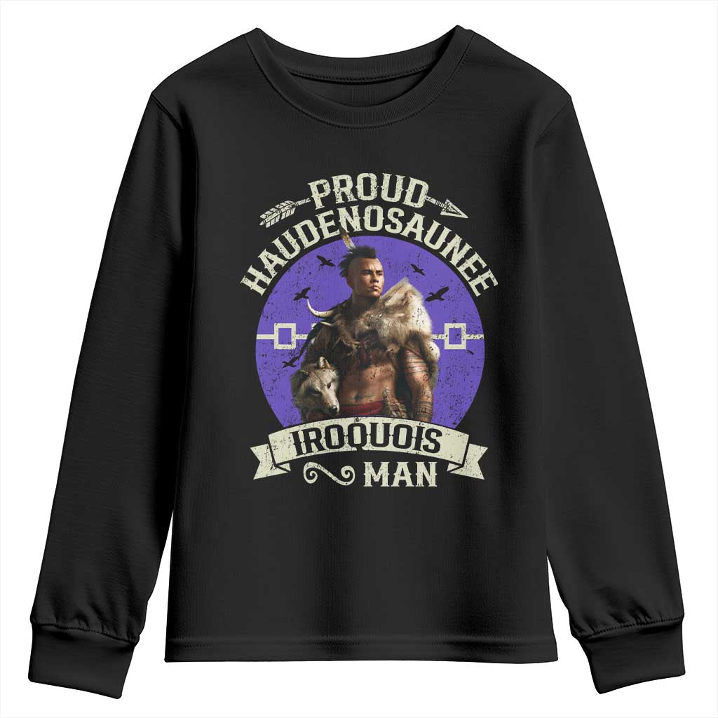 Proud Haudenosaunee Iroquois Man Youth Sweatshirt Mohawk Tribe Native American TS11 Black Print Your Wear