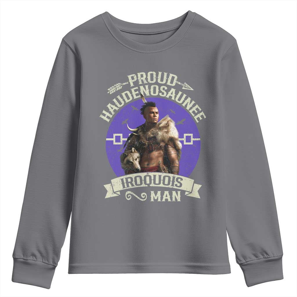 Proud Haudenosaunee Iroquois Man Youth Sweatshirt Mohawk Tribe Native American TS11 Charcoal Print Your Wear