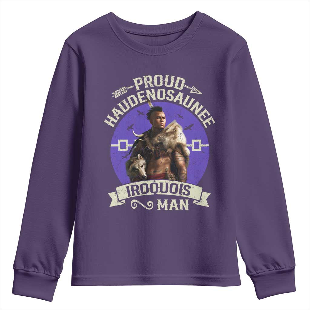 Proud Haudenosaunee Iroquois Man Youth Sweatshirt Mohawk Tribe Native American TS11 Purple Print Your Wear