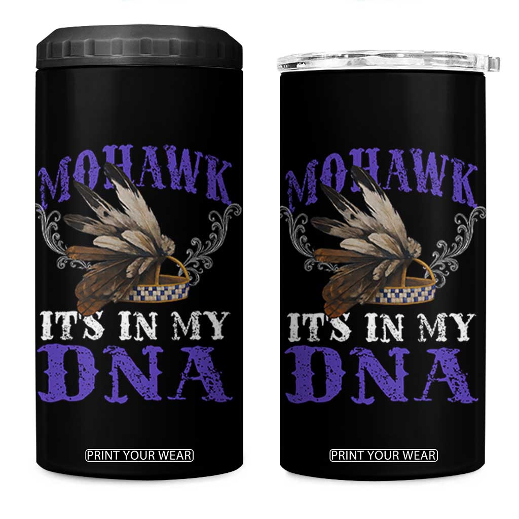 Mohawk It's In My DNA 4 in 1 Can Cooler Tumbler Native American Pride Mohawk Gustoweh TS11 One Size: 16 oz Black Print Your Wear