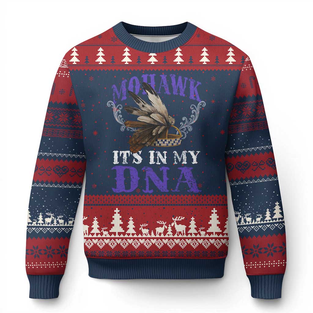 Mohawk It's In My DNA Ugly Christmas Sweater Native American Pride Mohawk Gustoweh - Print Your Wear
