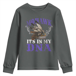 Mohawk It's In My DNA Youth Sweatshirt Native American Pride Mohawk Gustoweh TS11 Dark Heather Print Your Wear