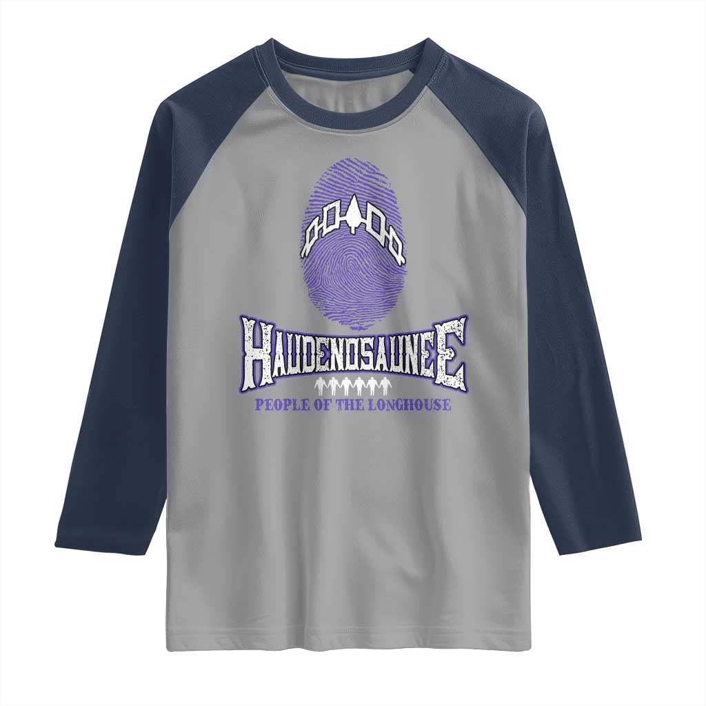 Proud Haudenosaunee Native American Raglan Shirt Iroquois People Of The Longhouse TS11 Sport Gray Navy Print Your Wear