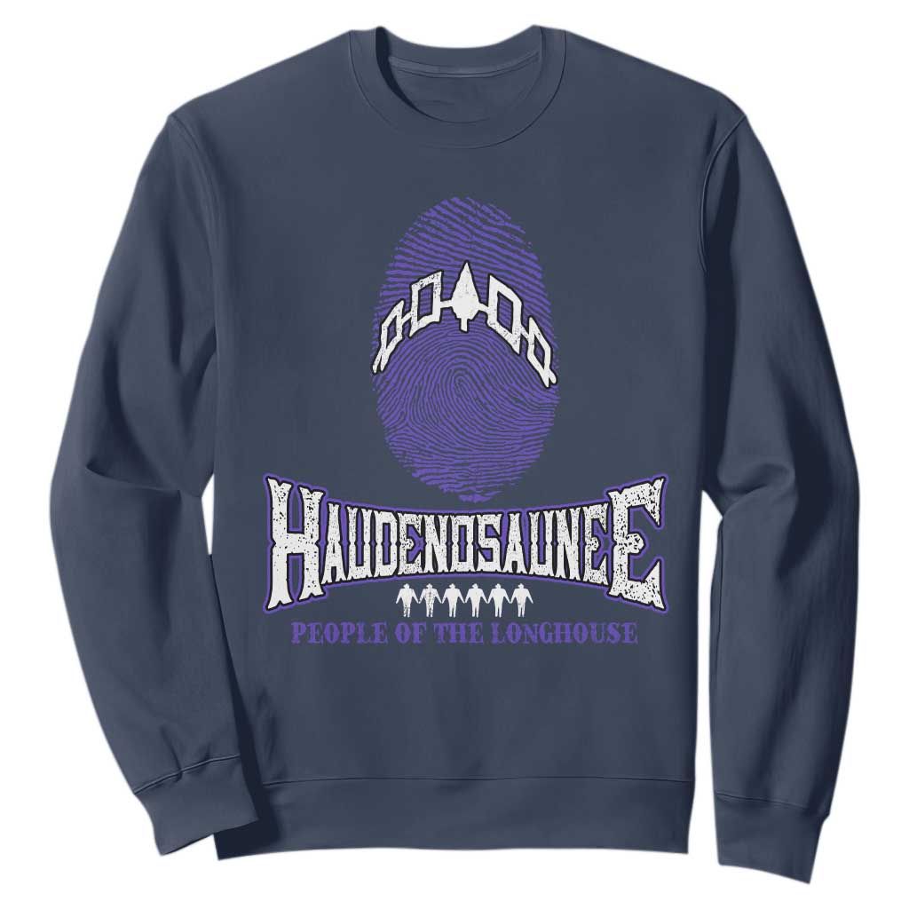 Proud Haudenosaunee Native American Sweatshirt Iroquois People Of The Longhouse TS11 Navy Print Your Wear
