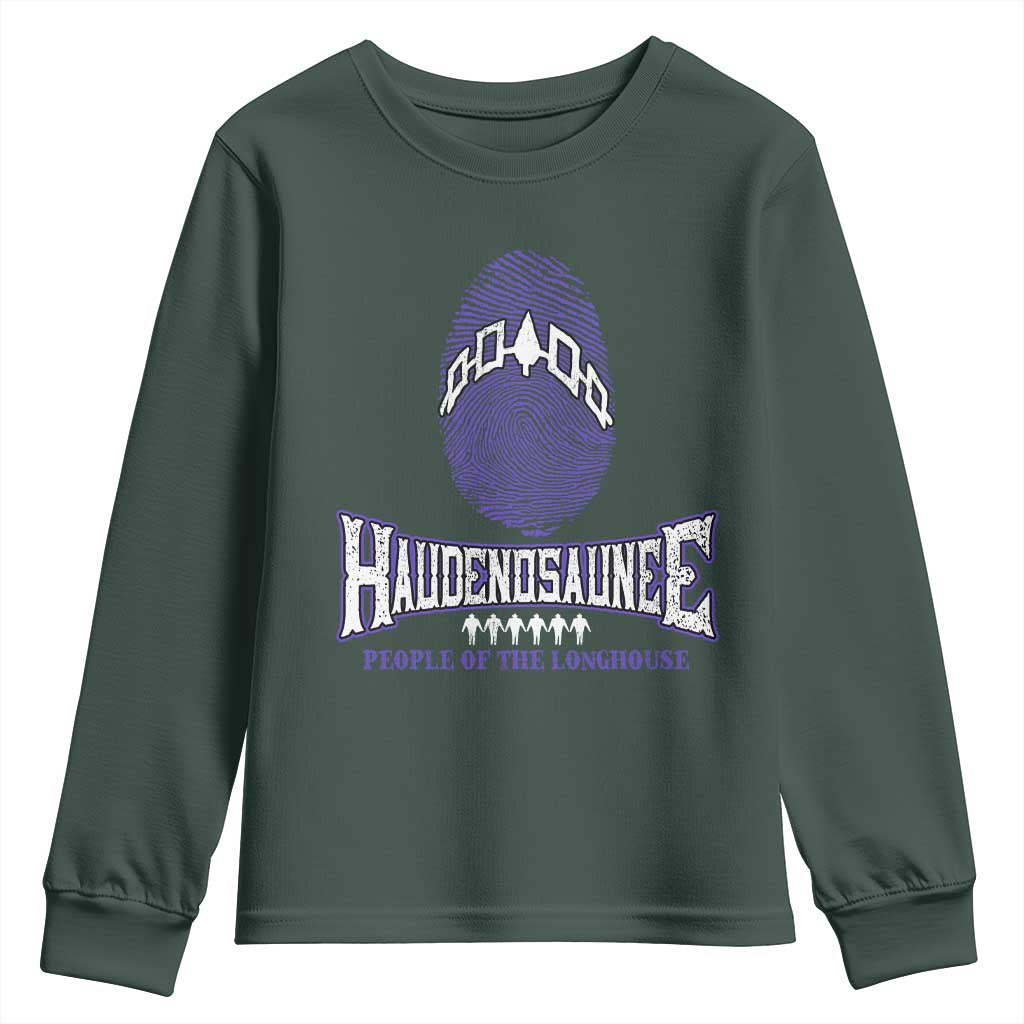 Proud Haudenosaunee Native American Youth Sweatshirt Iroquois People Of The Longhouse TS11 Dark Forest Green Print Your Wear