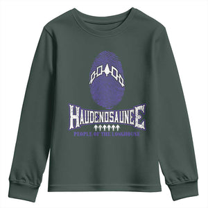 Proud Haudenosaunee Native American Youth Sweatshirt Iroquois People Of The Longhouse TS11 Dark Forest Green Print Your Wear