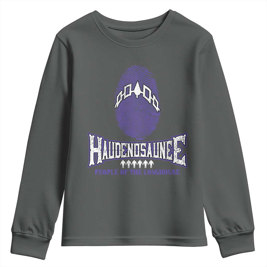 Proud Haudenosaunee Native American Youth Sweatshirt Iroquois People Of The Longhouse TS11 Dark Heather Print Your Wear