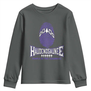 Proud Haudenosaunee Native American Youth Sweatshirt Iroquois People Of The Longhouse TS11 Dark Heather Print Your Wear