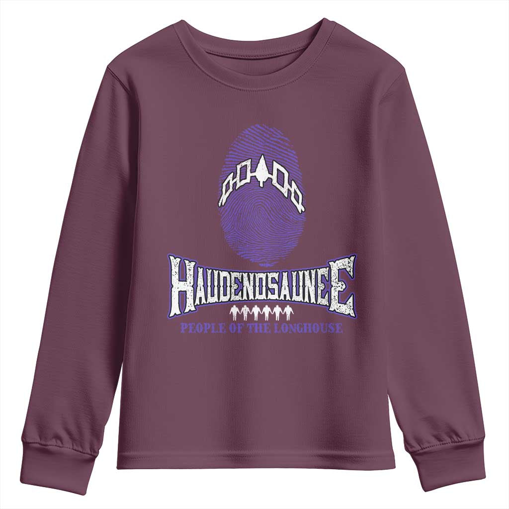 Proud Haudenosaunee Native American Youth Sweatshirt Iroquois People Of The Longhouse TS11 Maroon Print Your Wear