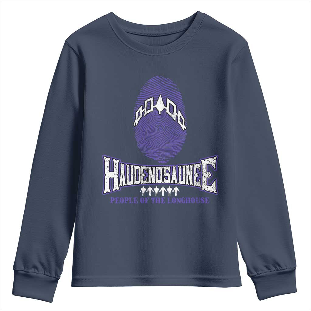 Proud Haudenosaunee Native American Youth Sweatshirt Iroquois People Of The Longhouse TS11 Navy Print Your Wear