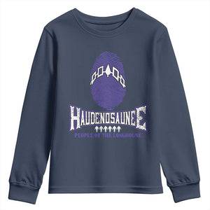 Proud Haudenosaunee Native American Youth Sweatshirt Iroquois People Of The Longhouse TS11 Navy Print Your Wear