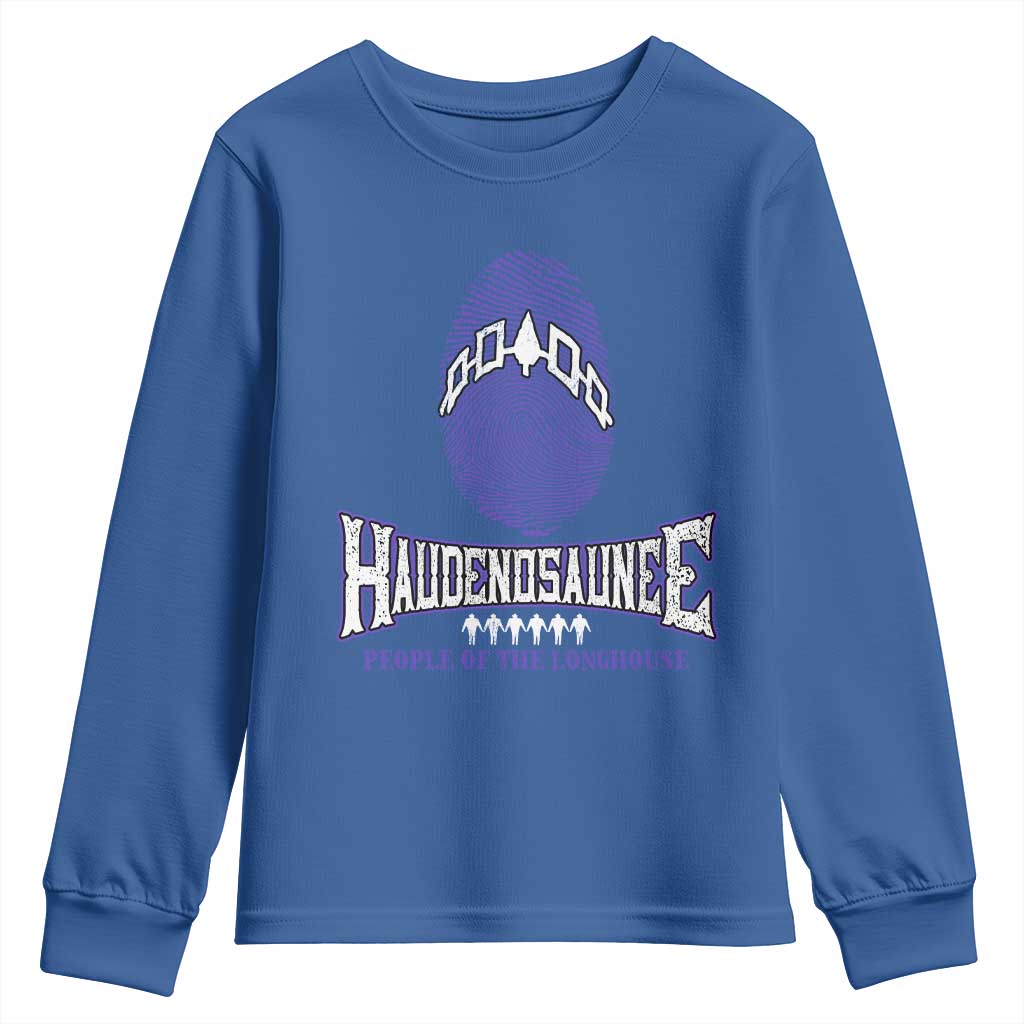 Proud Haudenosaunee Native American Youth Sweatshirt Iroquois People Of The Longhouse TS11 Royal Blue Print Your Wear