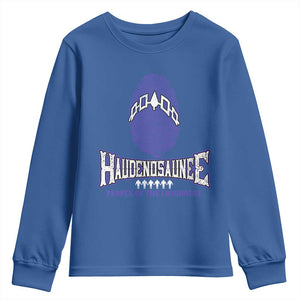 Proud Haudenosaunee Native American Youth Sweatshirt Iroquois People Of The Longhouse TS11 Royal Blue Print Your Wear