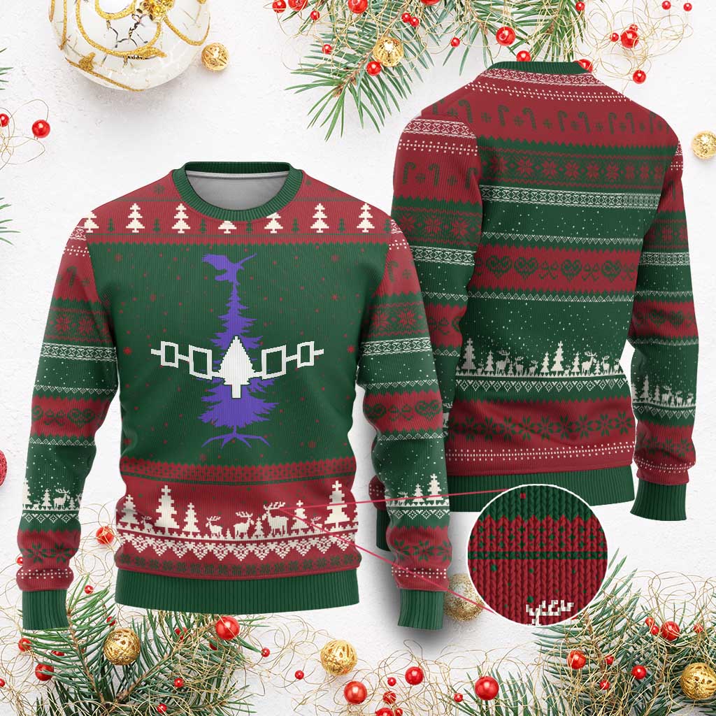 Iroquois Flag Haudenosaunee Iroquoian Native American Tribe Tree of Life Ugly Christmas Sweater TS11 Red Green Print Your Wear