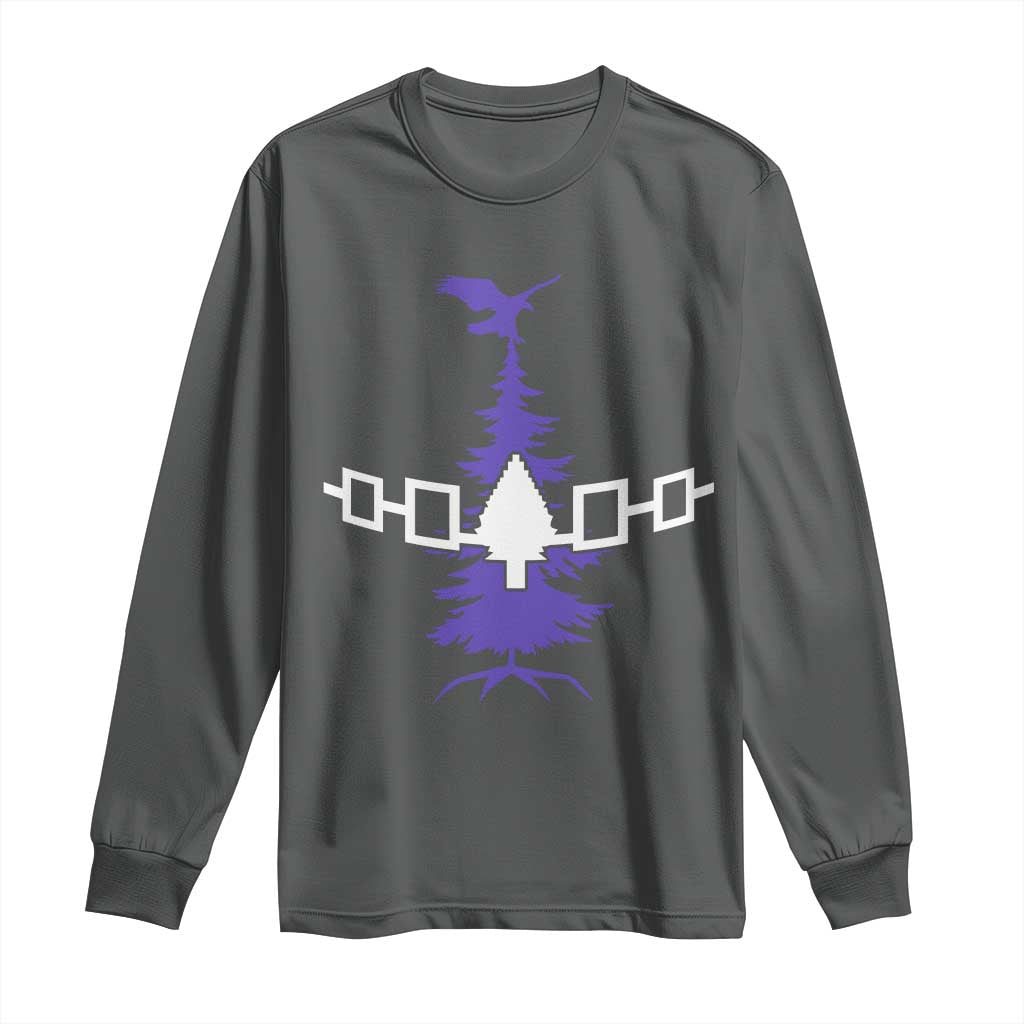 Iroquois Flag Haudenosaunee Iroquoian Native American Tribe Tree of Life Long Sleeve Shirt TS11 Dark Heather Print Your Wear