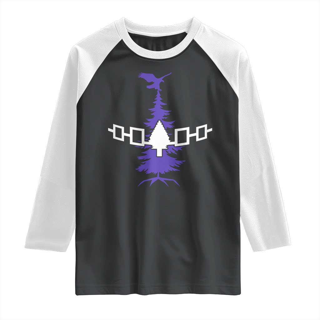 Iroquois Flag Haudenosaunee Iroquoian Native American Tribe Tree of Life Raglan Shirt TS11 Black White Print Your Wear