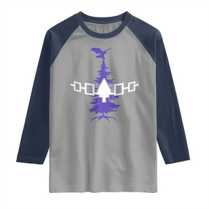 Iroquois Flag Haudenosaunee Iroquoian Native American Tribe Tree of Life Raglan Shirt TS11 Sport Gray Navy Print Your Wear