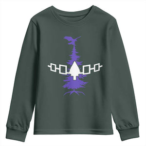 Iroquois Flag Haudenosaunee Iroquoian Native American Tribe Tree of Life Youth Sweatshirt TS11 Dark Forest Green Print Your Wear