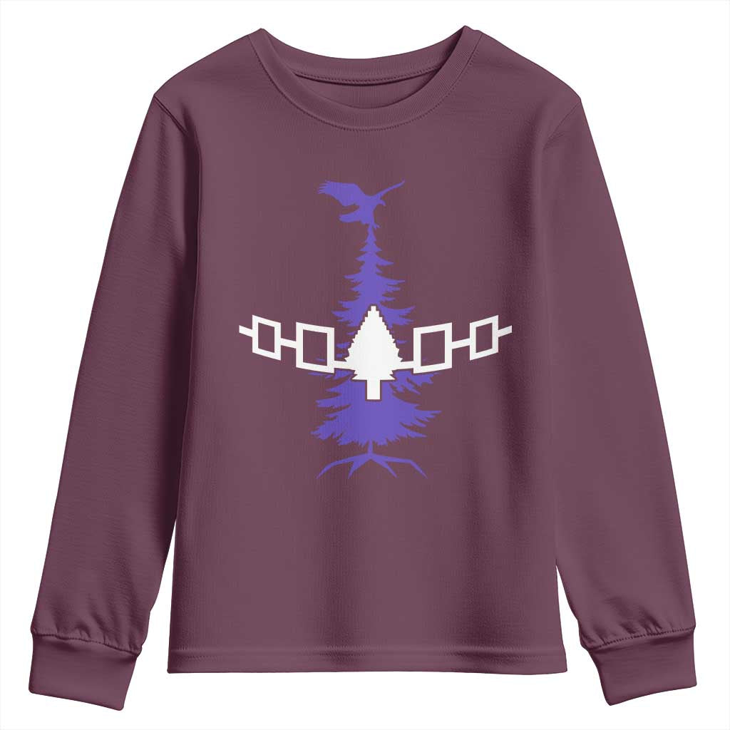 Iroquois Flag Haudenosaunee Iroquoian Native American Tribe Tree of Life Youth Sweatshirt TS11 Maroon Print Your Wear